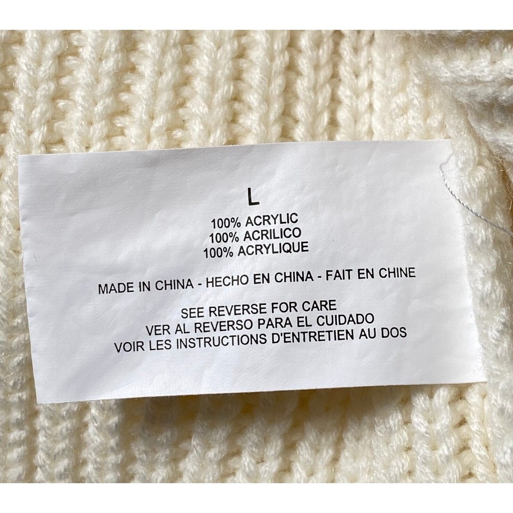 Nine West Jeans Sweater Womens Large Cream Cable Knit V Neck Dolman 3/4 Sleeves - Picture 4 of 11